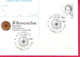 REPIQUAGE - BIENNALE FIORE - ANNULLO SPECIALE" PESCIA (PT) *13.9.1998*/ 24^ BIENNALE DEL FIORE" SU INTERO DONNE LIRE 800 - Entero Postal