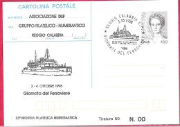REPIQUAGE - GIORNATA FERROVIERE - ANNULLO SPECIALE "REGGIO CALABRIA*3.10.1998*/ GIORNATA DEL FERROVIERE" SU INTERO DONNE - Entero Postal