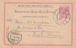 Autriche Entier Postal Triest Pour La Suisse 1901 - Briefkaarten