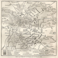 1890 Germany, Leipzig Battle, Carta Geografica Antica, Old Map, Carte Géographique Ancienne - Carte Geographique