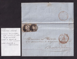 DDFF 839 -- Lettre 2 X TP Médaillon Barres 76 LOUVAIN 1857 Vers CHATELINEAU - Origine WYGMAEL , Remy Frères En Relief - 1851-1857 Medaglioni (6/8)