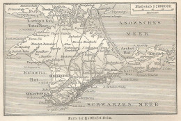 1890 Crimea, Sinferopoli, Carta Geografica Antica, Old Map, Carte Géographique Ancienne - Carte Geographique