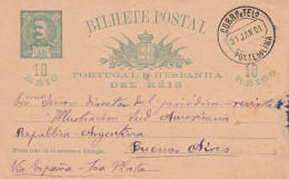 Portugal Entier Postal Ponte Dolima Pour L'Argentine 1901 - Postwaardestukken