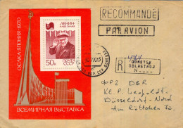 1970 URSS , SOBRE CERTIFICADO , DONETSK OBLASTNOJ - DÜSSELDORF , LENIN - Covers & Documents