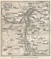 1890 Austria, Innsbruck And Surroundings, Carta Geografica Antica, Old Map, Carte Géographique Ancienne - Carte Geographique