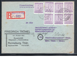 1946,6Pfg,,7 Werte, Portogerechte Vielfach-MeF, Klar " Ronneburg 27.2..46 " Reko Mit Ank.-Stp. ,Bedarf !!, #104 - Covers & Documents