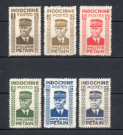 INDOCHINE  N° 243 à 248   NEUFS SANS CHARNIERE EMIS SANS GOME  COTE 4.60€   MARECHAL PETAIN - Neufs