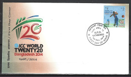 NEPAL. N°1101 De 2014 Sur Enveloppe 1er Jour. ICC World Twenty 20. - Cricket