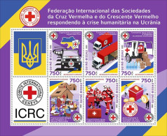 Guinea Bissau 2022, Red Cross, Car, Trucks, 6val In Block - Autos