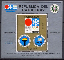 Paraguay 1971 Olympic Games Sapporo S/s MNH - Inverno1972: Sapporo