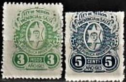 Fiscaux / Revenue - 3 Pesos + 5 Cents.  Ley De Selos, Provincia De Salta -|- MNH - Dienstzegels