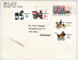 USA 1970, Luftpostbrief Boulder - Chur (Schweiz), Christmas, Spielzeug / Jouets / Toys - Other & Unclassified