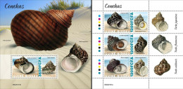 Guinea Bissau 2022, Shells, 3val In BF +BF - Coneshells