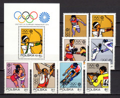 Poland 1972 Olympic Games Munich, Archery, Fencing, Boxing, Cycling Etc. Set Of 8 + S/s MNH - Zomer 1972: München