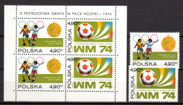 Poland 1974 Olympic Games Munich, Football Soccer World Cup Set Of 2 + S/s MNH - Summer 1972: Munich