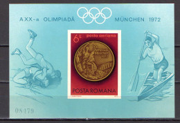 Romania 1972 Olympic Games Munich, Canoeing, Wrestling S/s Imperf. MNH - Verano 1972: Munich