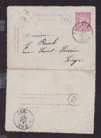 DDFF 849 --  Entier Carte-Lettre Type TP 46 FALLAIS 1892 Vers LIEGE - Boite Rurale W En Bleu De WARNANT-DREYE - Correo Rural