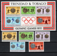 Trinidad & Tobago 1972 Olympic Games Munich, Weightlifting, Athletics Set Of 5 + S/s MNH - Estate 1972: Monaco