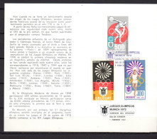 Uruguay 1972 Olympic Games Munich, Commemorative Print - Sommer 1972: München