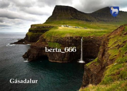 Faroe Islands Gasadalur Waterfall New Postcard - Isole Faroer