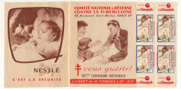 Carnet Anti-tuberculeux 1956 - 26ème Campagne - 100f - 10 Timbres à 10f  - Pubs Nestlé Et Dentifrice Gibbs - Blocchi & Libretti