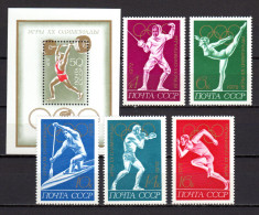 USSR Russia 1972 Olympic Games Munich, Weightlifting, Fencing, Canoeing Etc. Set Of 5 + S/s MNH - Summer 1972: Munich