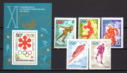 USSR Russia 1972 Olympic Games Sapporo Set Of 5 + S/s MNH - Winter 1972: Sapporo