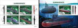 Guinea Bissau 2022, Submarines, 4val In BF +BF - Submarinos