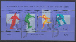 FINNLAND  Block 8, Gestempelt, Jugendhobbys - Alpinskifahren, 1991 - Blocks & Kleinbögen