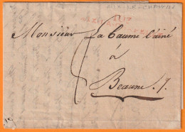 1805 - 27 Prairial XIII - Lettre Pliée De 103 AIX LA CHAPELLE En Rouge Vers BEAUNE, Côte D'Or - Taxe 8 - 1792-1815: Dipartimenti Conquistati