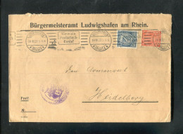 "DEUTSCHES REICH" 1922, Dienstbrief Mit MiF Ex Buergermeisteramt Ludwigshafen Nach Heidelberg (R1014) - Officials