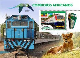 Guinea Bissau 2022, Trains Of Africa, Lion, Parrot, BF - Raubkatzen