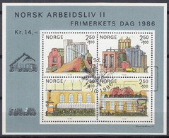 NORWEGEN Block 6, Gestempelt, Tag Der Briefmarke; Das Norwegische Berufsleben (II) - Die Papierindustrie 1986 - Blocks & Kleinbögen