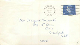 Postal Stationary Canada 5c Bathurst For New York 1965 - 1953-.... Reinado De Elizabeth II