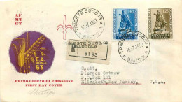 Lettre Cover Italia Italie  AMG FTT 1953 Agriculture  FDC - Marcofilie