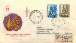 Lettre Cover Italia AMG FTT 1953 Ble Agriculture - Marcophilia