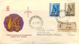 Lettre Cover Italia AMG FTT 1953 Ble Agriculture - Poststempel