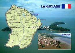 French Guiana Map Guyane New Postcard * Carte Geographique * Landkarte - Autres & Non Classés