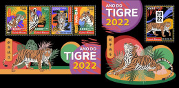 Guinea Bissau 2022, Year Of The Tiger, 4val In BF +BF - Astrologia