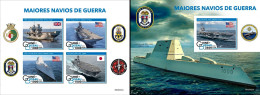 Guinea Bissau 2022, War Ships, 4val In BF +BF IMPERFORATED - Submarines