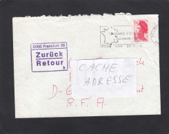 LETTRE D'ORGNAC POUR L'ALLEMAGNE.CACHETS "INSUFFISANCE D'ADRESSE" ET "6000 FRANKFURT 60 ZURÜCK/RETOUR. - Briefe U. Dokumente