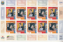 2014 Venezuela Upaep  President Hugo Chavez Flags JOINT ISSUE Miniature Sheet Of 10 MNH - Venezuela