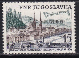 Yugoslavia 1954 Philatelic Exhibition, Stamp With Overprint, "specimen" Without Gum On The Back, Michel 750 - Ungebraucht