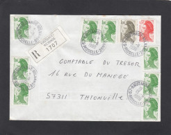 LETTRE RECOMMANDEE DE KNUTANGE-NILVANGE,AVEC E.A. 9 X NO 2378,POUR THIONVILLE. - 1982-1990 Libertà Di Gandon