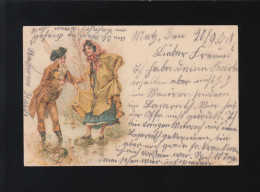Kavalier Hilft Dame Die Ihre Röcke Gerafft Hält über Bach, Metz 20.9.1901 - Tegenlichtkaarten, Hold To Light