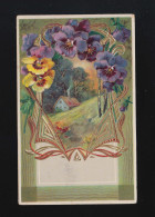 Idylle Umkränzt Gold Ornamente Stiefmütterchen, Feldpostexpedition 2.11.1915 - Tegenlichtkaarten, Hold To Light