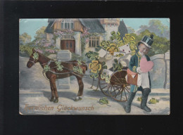 Pferdefuhrwerk Glücksklee Geschenke Herzlichen Glückwunsch, Forchheim 25.12.1910 - Tegenlichtkaarten, Hold To Light