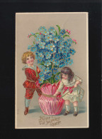 Kinder Schmücken Eine Riesige Blume, Bonne Et Heureuse Anée, Gelaufen 1912 - Tegenlichtkaarten, Hold To Light