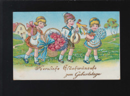 Kinder Geschenke Blumenkorb, Glückwünsche Zum Geburstag, Großkorbetha 23.7.1934 - Tegenlichtkaarten, Hold To Light