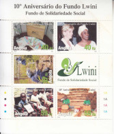 2008 Angola Lwini Fund **Discolouration Top Right** Mine Removal Books Reading Miniature Sheet Of 5 MNH - Angola